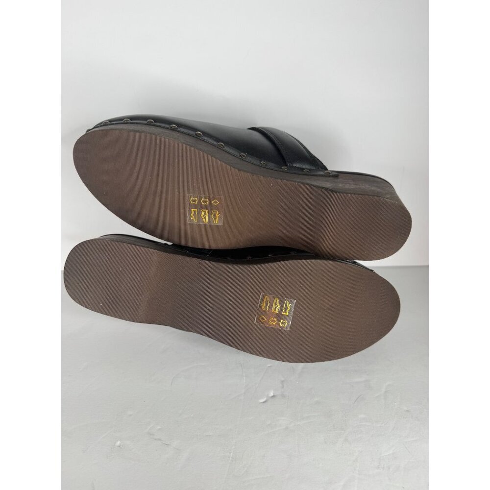 NIB Madewell Clog Black Leather w/ Studs Wooden Sole Size 9.5 Mules Cloudlift - Picture 9 of 9